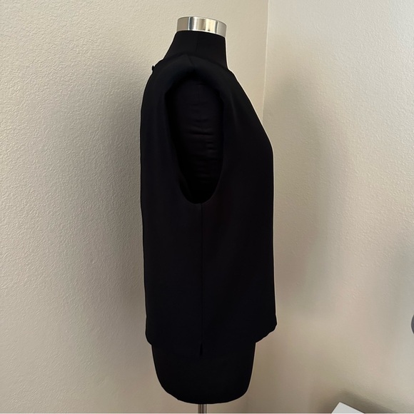ALLSAINTS Women's Padded Shoulders Relaxed Crewneck Black Sleeveless Blouse Sz 4 - Picture 6 of 15